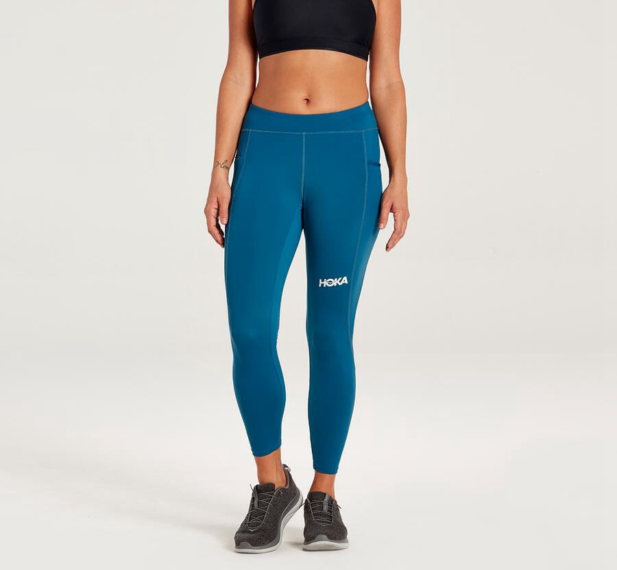 Hoka One One Broek Dames - Performance Crop Tight - Blauw - ZH8324910